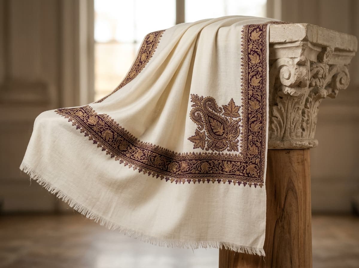 Custom Kashmiri Embroidered Pashmina Shawl