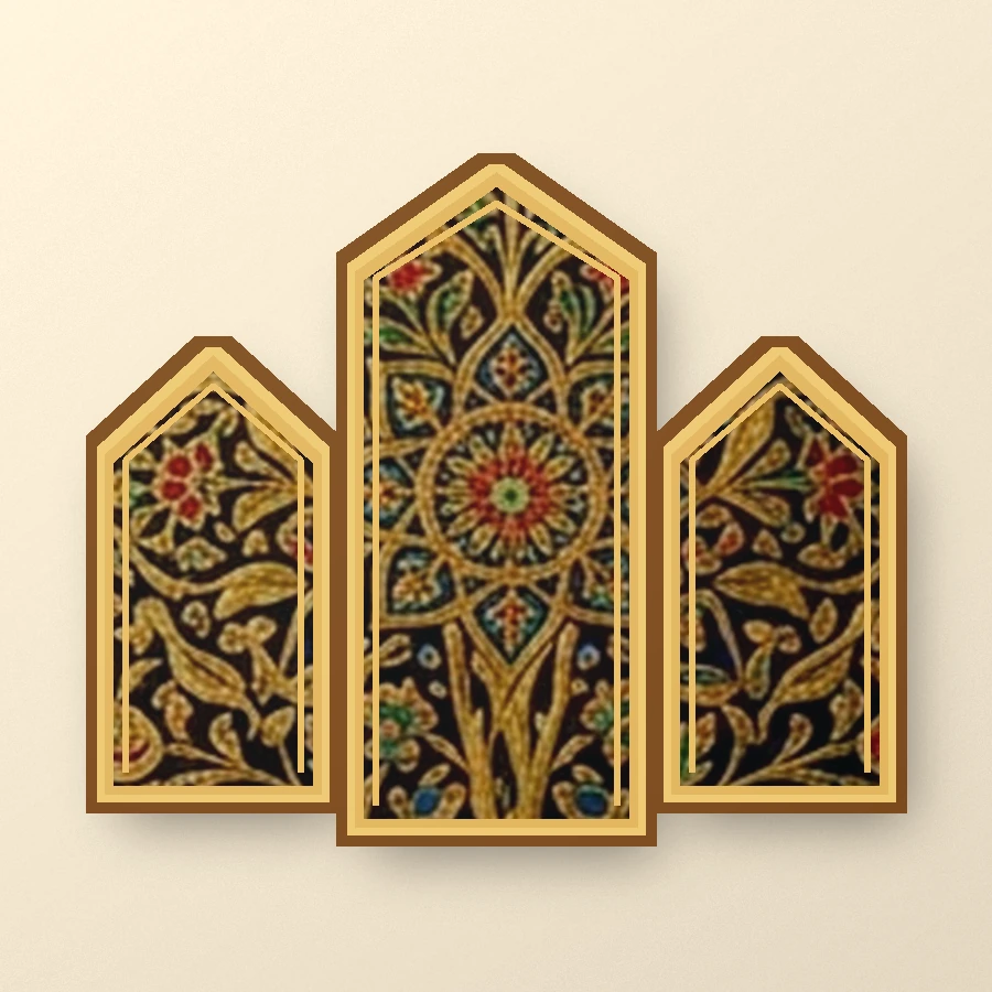 Kashmiri Islamic Arabesque Wall Triptych