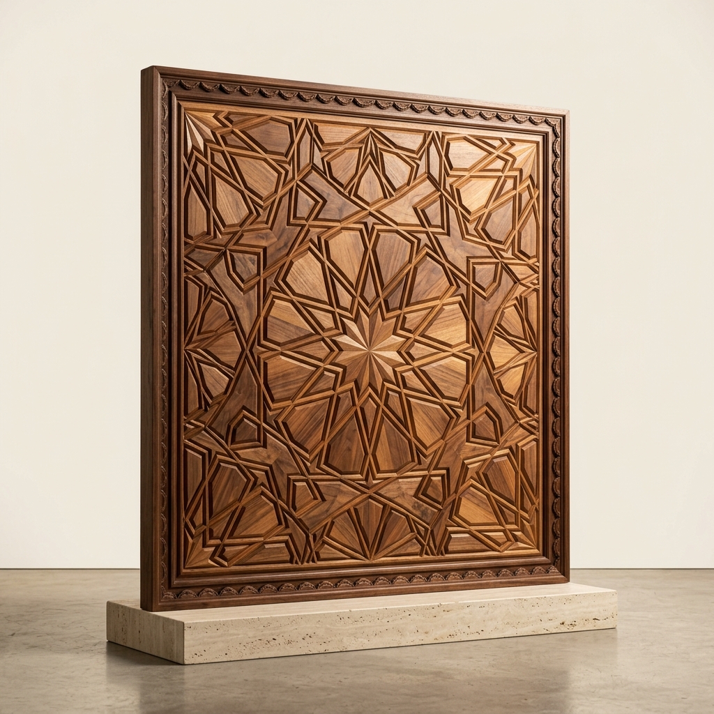 Hand-Embroidered Mosque Privacy Screen Panel