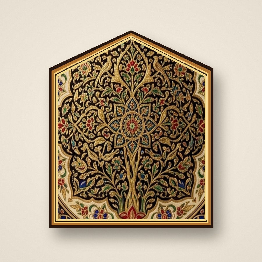 Kashmiri Chain-Stitch Masjid Arch Tapestry