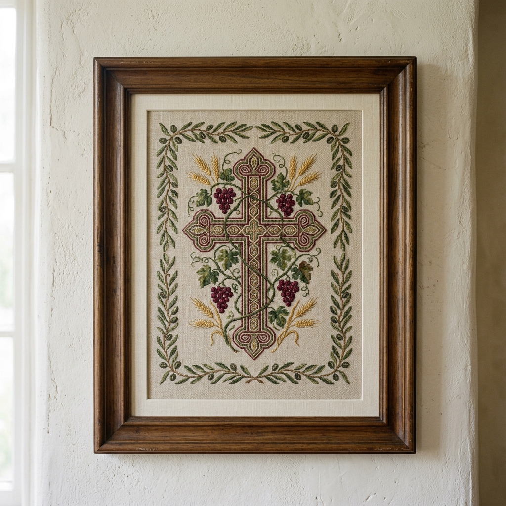 Heritage Heirloom Cross-Stitch Panel