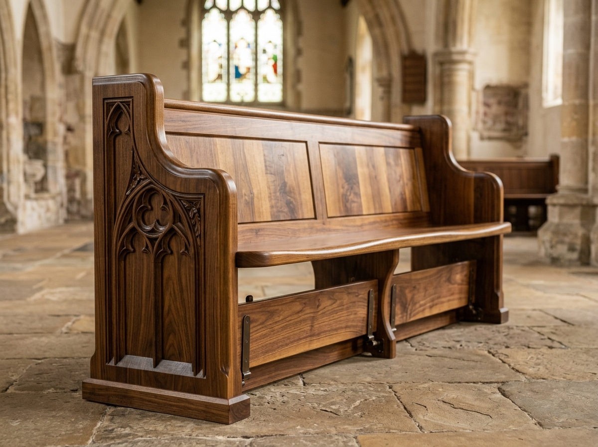 Custom Kashmir Walnut Church Pew Collection