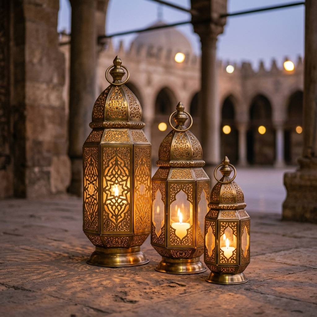 Brass Ramadan Lantern Trio (Fanous)