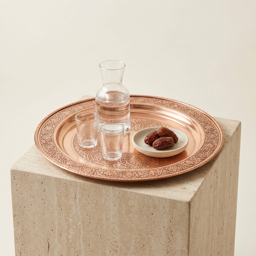Traditional Chiseled Copper Hospitality Tray