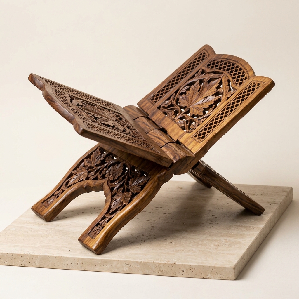 Kashmir Walnut Wood Carved Scripture Rehal